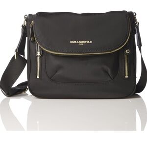 Karl Lagerfeld Black Crossbody Bag with Gold Accents